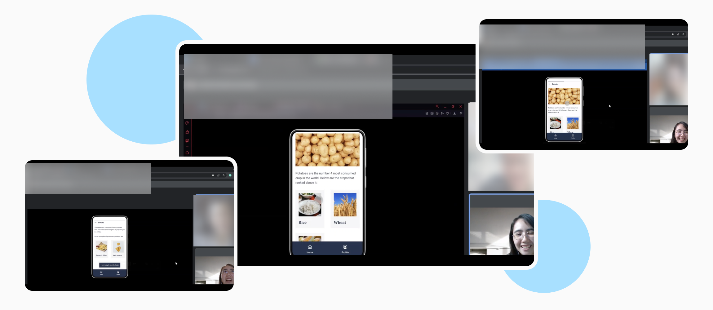 Three usability test screenshots